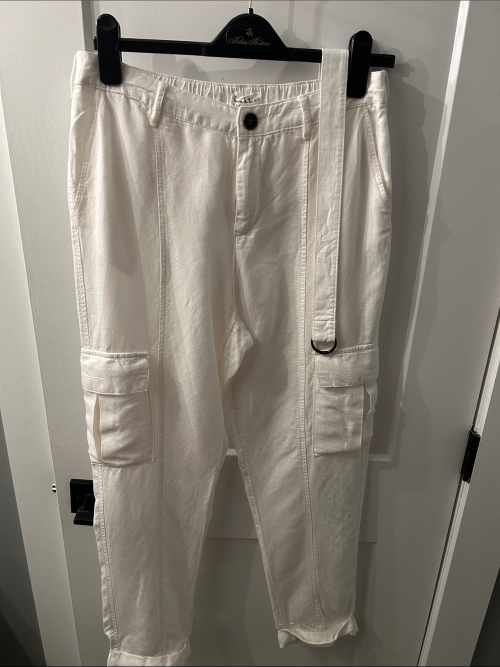 Nicole Miller Off-White Cargo Pants with Belt